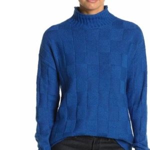 Abound Basket Stitch Mock Neck Blue Sweater